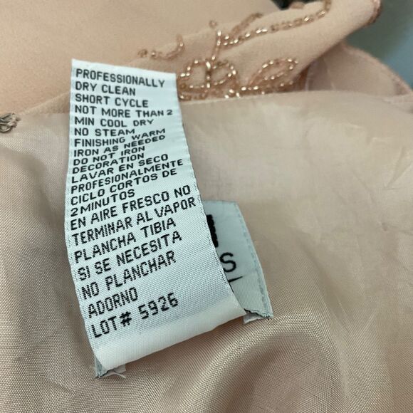 R&M RICHARDS 2N1 Beaded Bodice midi Dress women’s size 12P Blush Lined - Picture 5 of 10